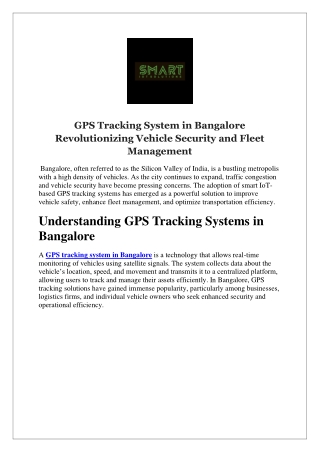 gps tracking system in bangalore revolutionizing