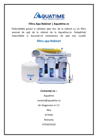 Filtru Apa Robinet  Aquatime.ro