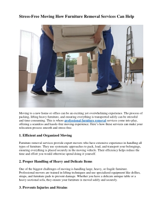 Stress-Free Moving How Furniture Removal Services Can Help