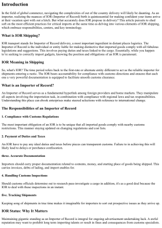 IOR Shipping: Best Practices for Successful Imports