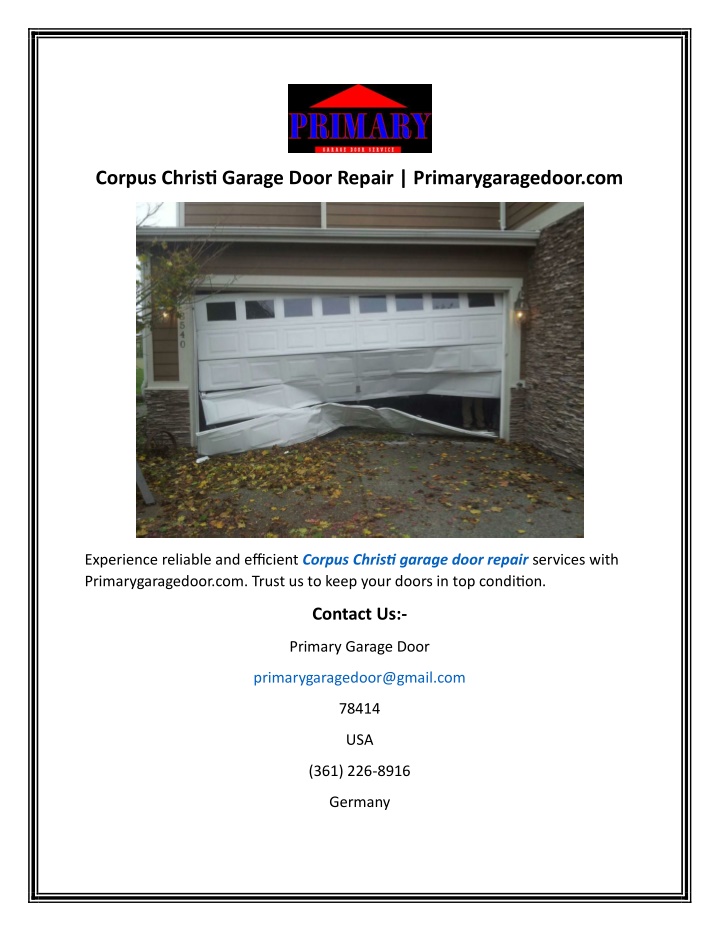 corpus christi garage door repair