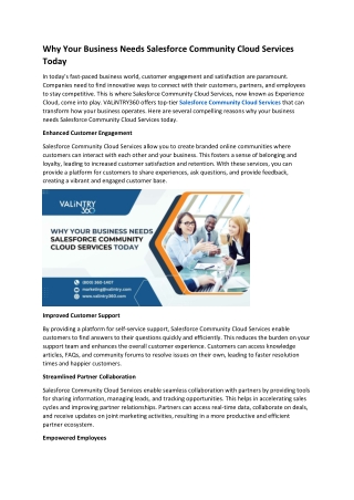 Why Your Business Needs Salesforce Community Cloud Services Today