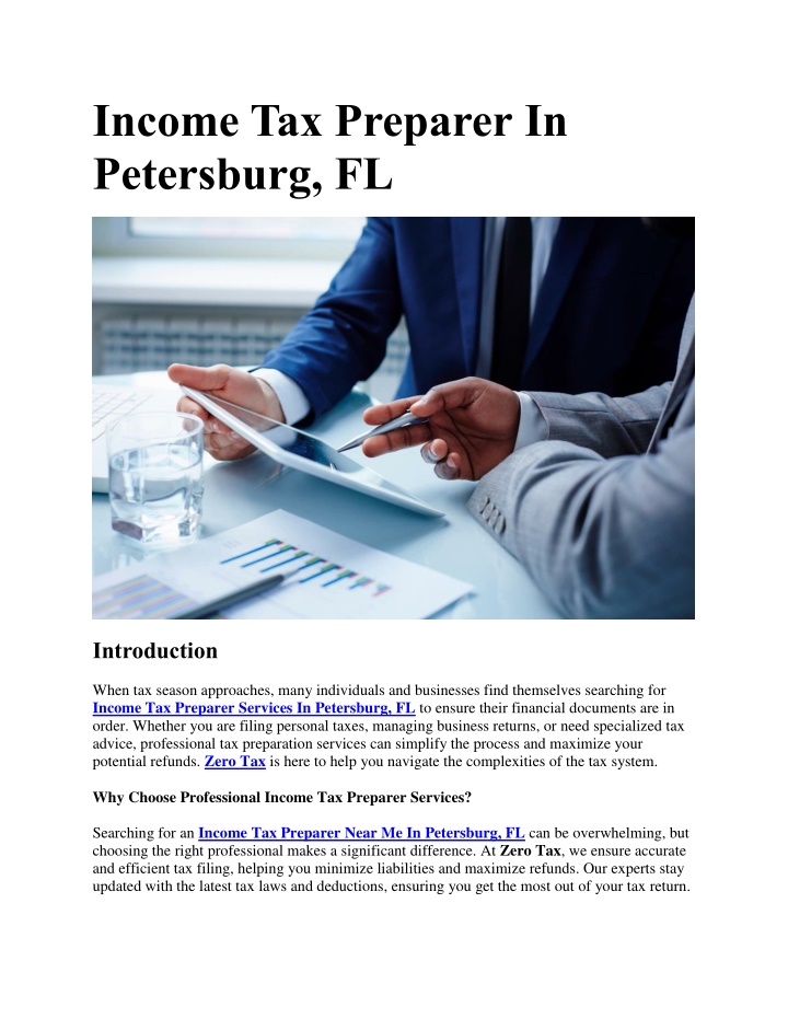 income tax preparer in petersburg fl