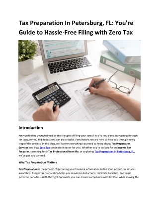 Tax Preparation In Petersburg, FL You’re Guide to Hassle-Free Filing with Zero Tax