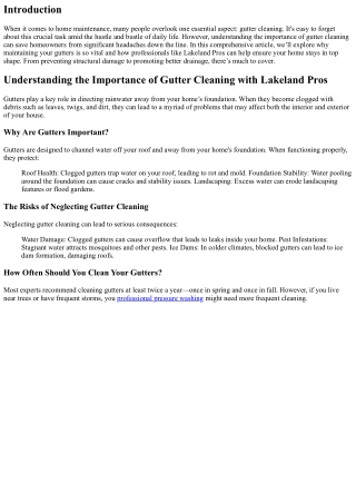 Understanding the Importance of Gutter Cleaning with Lakeland Pros