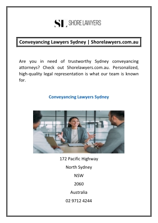 Conveyancing Lawyers Sydney | Shorelawyers.com.au