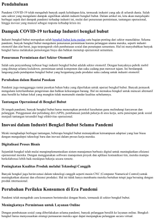 “Dampak COVID-19 terhadap Industri bengkal bubunt”