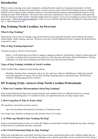 K9 Training FAQs: Answers from North Carolina Professionals