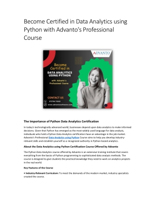 become certified in data analytics using python