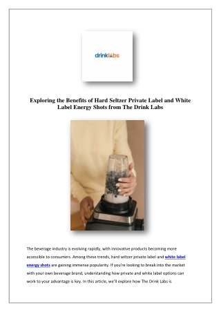 Private Label Energy Drinks | Drink Labs