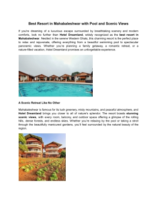 best resort in mahabaleshwar with pool and scenic