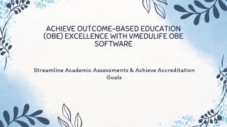 Enhance Outcome-Based Education with vmedulife OBE Software