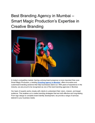 Best Branding Agency in Mumbai – Smart Magic Production’s Expertise in Creative Branding