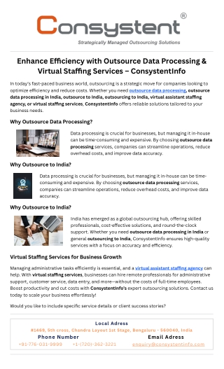 Enhance Efficiency with Outsource Data Processing & Virtual Staffing Services – ConsystentInfo