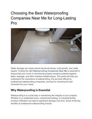 Choosing the Best Waterproofing Companies Near Me for Long-Lasting Pro