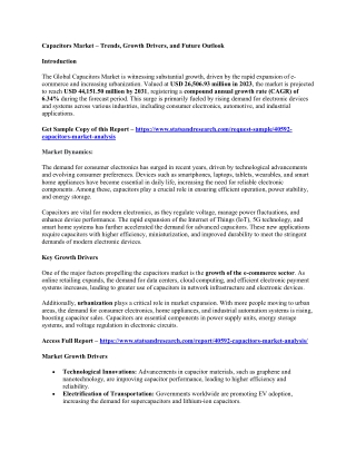 Capacitors Market – Trends, Growth Drivers, and Future Outlook