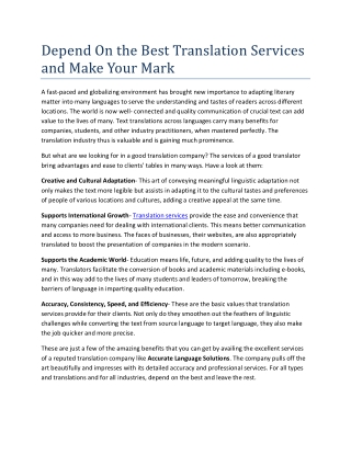 depend on the best translation services and make