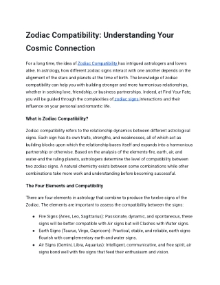 Zodiac Compatibility: Understanding Your Cosmic Connection