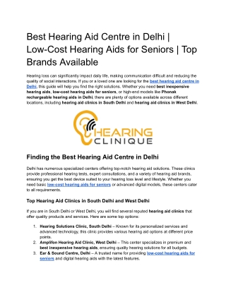 Best Hearing Aid Centre in Delhi _ Low-Cost Hearing Aids for Seniors _ Top Brands Available