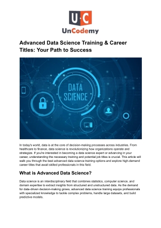 advanced data science training career titles your