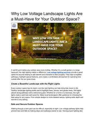 Why Low Voltage Landscape Lights Are a Must-Have for Your Outdoor Space