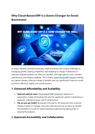 why cloud based erp is a game changer for small