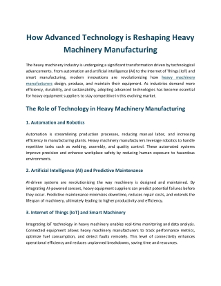 how advanced technology is reshaping heavy