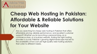 Cheap Web Hosting in Pakistan - Affordable & Reliable Solutions for Your Website