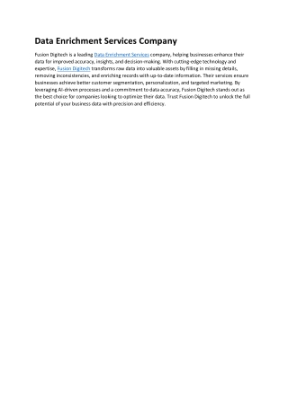 Data Enrichment Services Company