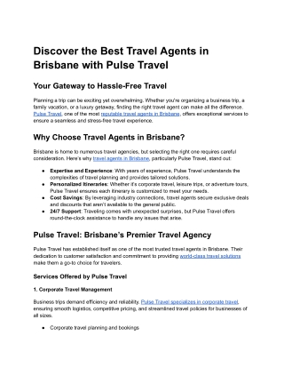 Reliable Travel Agents for Stress-Free Vacations
