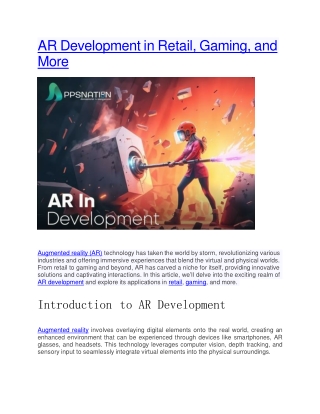 AR Development in Retail, Gaming, and More