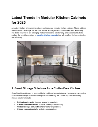 Latest Trends in Modular Kitchen Cabinets for 2025