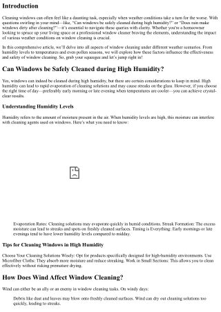 Can Windows be Safely Cleaned during High Humidity?