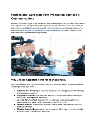 Professional Corporate Film Production Services _ i Communications