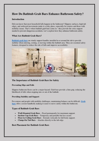 how do bathtub grab bars enhance bathroom safety