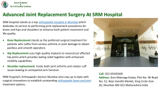 Revolutionizing Mobility: Knee, Hip & Shoulder Replacements at SRM Hospital