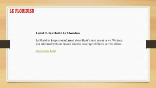 Latest News Haiti  Le Floridien