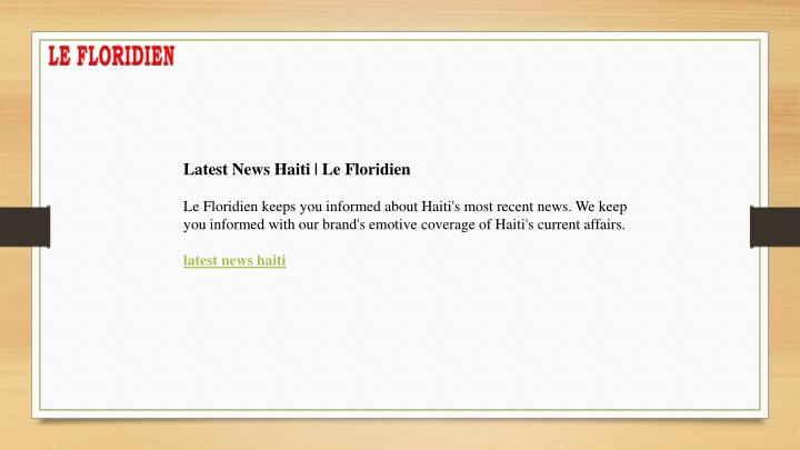 latest news haiti le floridien