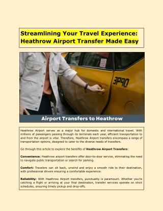 streamlining your travel experience heathrow
