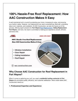 100 Hassle-Free Roof Replacement_ How AAC Construction Makes It Easy