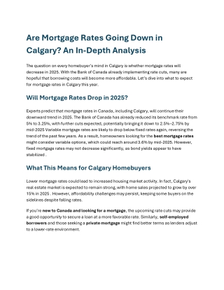 Are Mortgage Rates Going Down in Calgary An In-Depth Analysi