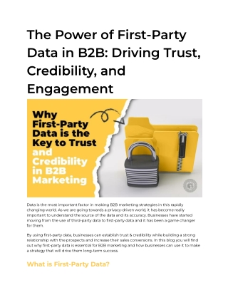 Why First-Party Data is the Key to Trust and Credibility in B2B Marketing