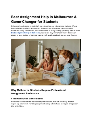 best assignment help in melbourne a game changer