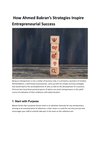 How Ahmed Bakran’s Strategies Inspire Entrepreneurial Success