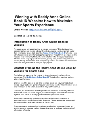 Winning with Reddy Anna Online Book ID Website