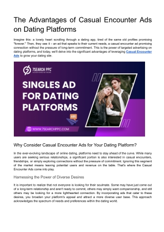 the advantages of casual encounter ads on dating