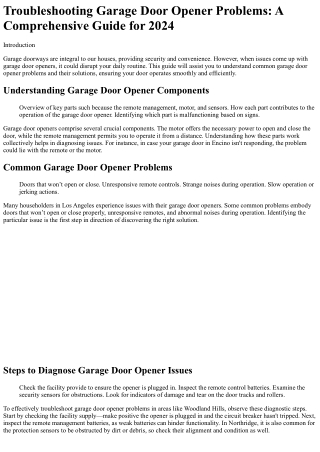 troubleshooting garage door opener problems