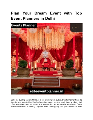 Plan Your Dream Event with Top Event Planners in Delhi