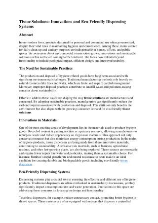tissue solutions innovations and eco friendly