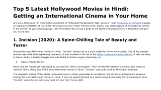 Top 5 Latest Hollywood Movies in Hindi_ Getting an International Cinema in Your Home